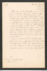 k.k. naturhistorisches Hofmuseum, Intendanzakten 1885-1896 (Hauer), Aktenzahl Z.383.a/1889, Seite 1